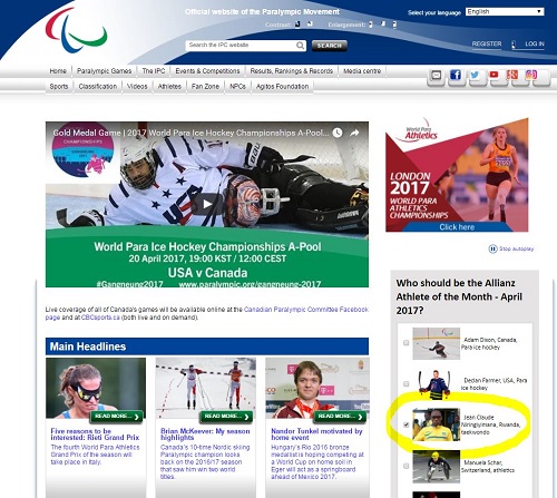Vote for Rwanda Para Taekwondo Athlete for IPC Allianz Athlete of the Month